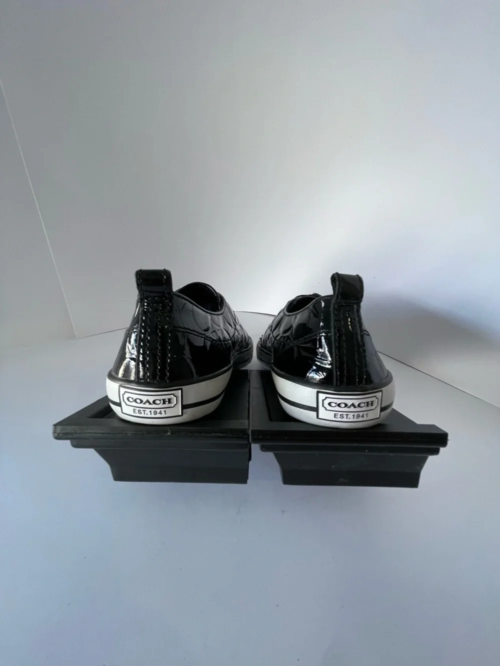 Coach Black Patent Leather Low-Top Sneakers - Picture 2 of 4